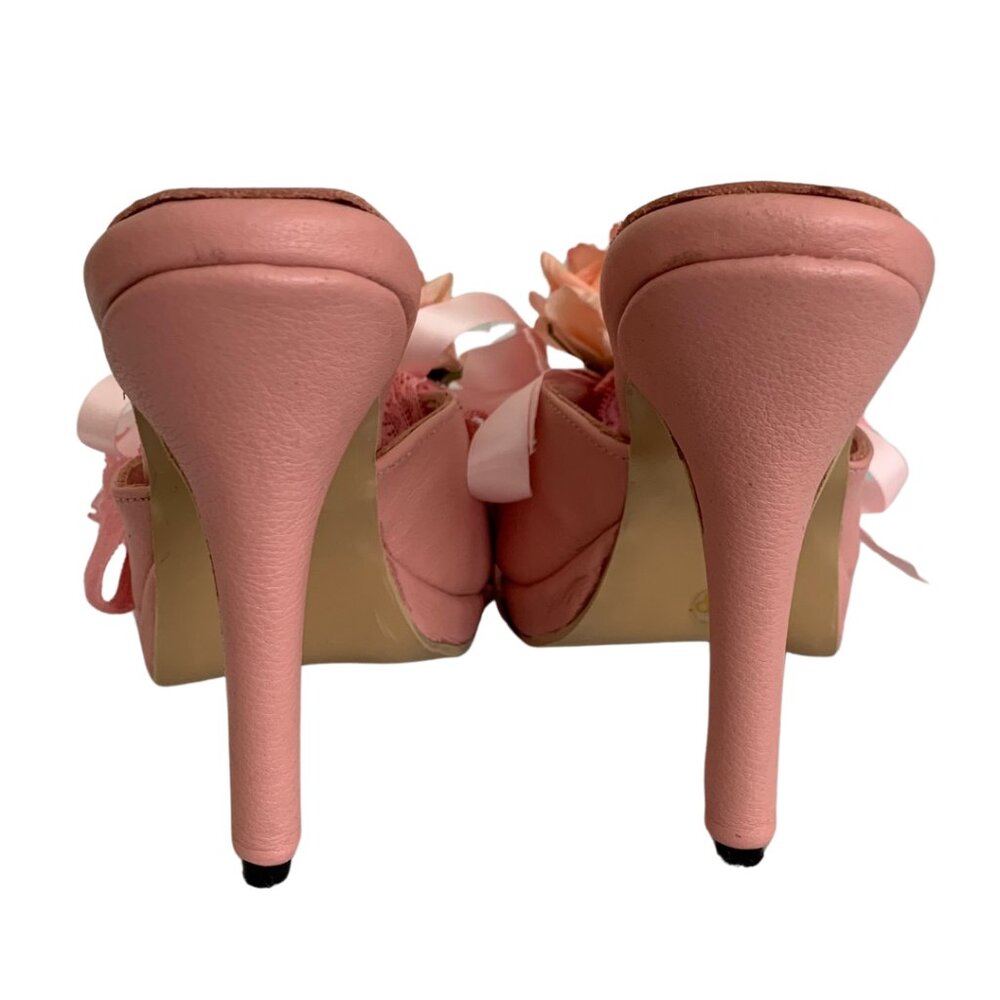 Pink Floral Lace High Heel Sandals – Romantic & Feminine - Picture 5 of 12